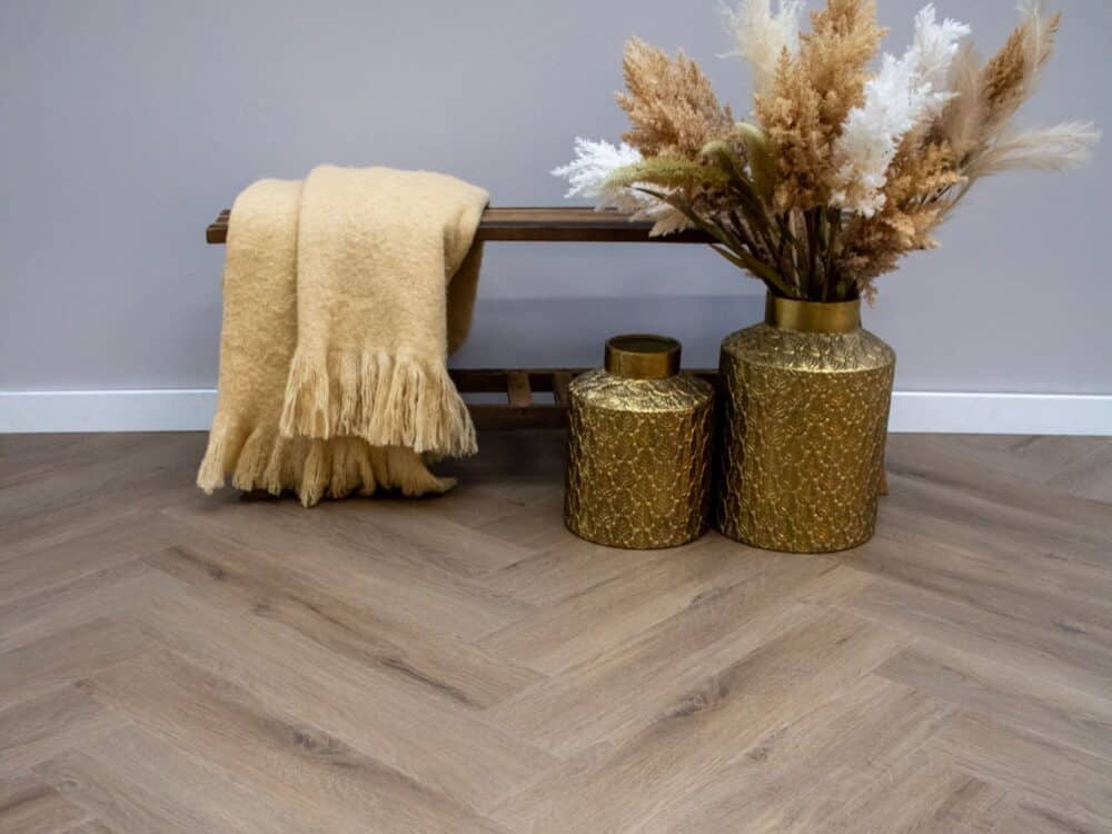 Klik PVC Vloer | Visgraat | Eiken Houtlook | 75x15 cm | 5 mm dik | Geschikt voor vloerverwarming | TV61