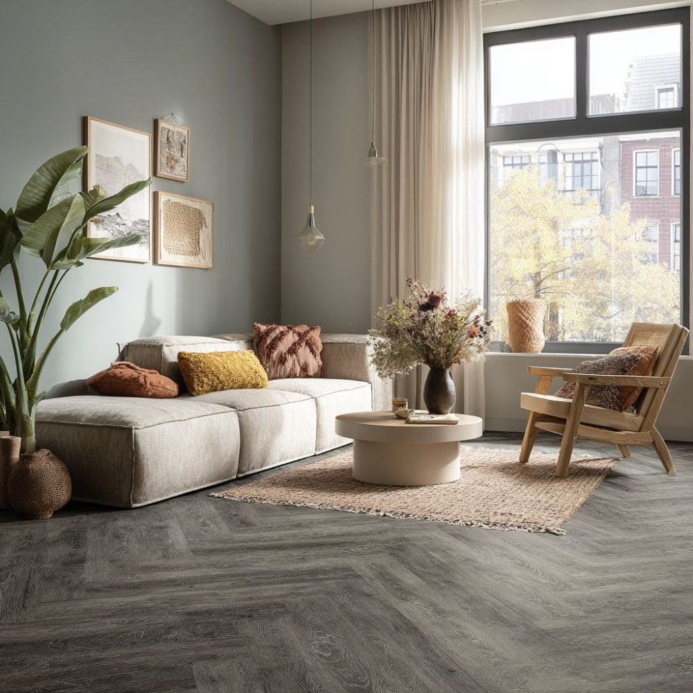 Klik PVC Vloer | Visgraat | Eiken Houtlook | 75x15 cm | 5 mm dik | Geschikt voor vloerverwarming | TV60